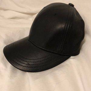 Coach black leather baseball hat